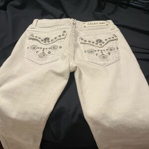 L.A. Idol White Jeans with Silver Embellishments
